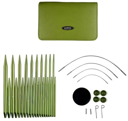 Ldbuejiaja Lot de 10 paires d'aiguilles à tricoter circulaires interchangeables 2 2 mm - 5 0 mm - Kit d'aiguilles à tricoter en aluminium pour pulls, chaussettes, couture