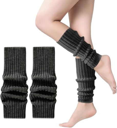 Leg Warmers Ribbed Knit Legwarmers for Women Girls Ladies Leg Warmer Womens Fashion Ankle Warmers for Ballet Yoga Dance Ice Skating (black, One Size)