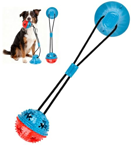 OTYMIOW Pelota Juguete para Perros con Ventosa, Juguetes para Masticar, Juego Multifuncional Perros con Cuerda Elástica, Pelota Masticar Dientes, PelotasMasticar para PerrosPisos, Azulejos y Paredes