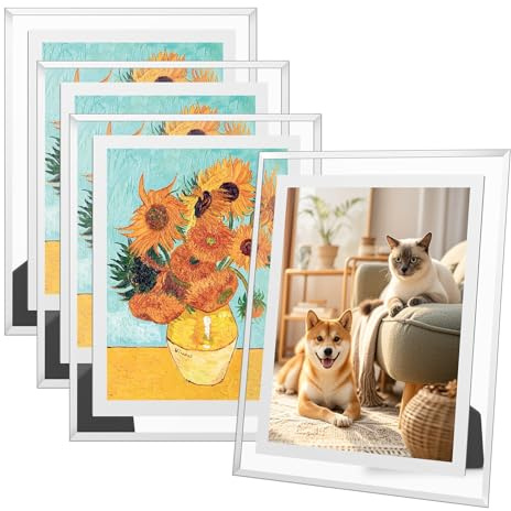 2Pcs 8x6 Glass Photo Frame Picture Frames - 6x8 Display Landscape & Portraitfor Photo Frame with Holder for Stand Tabletop or Wall Hanging for Certificate Art Print Poster Picture Drawing