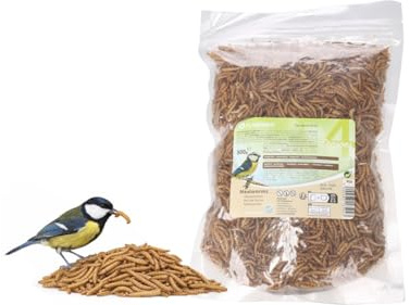 Mehlwürmer Getrocknet – Wildvogelfutter – Eiweißreiche und Leicht Verdauliche Snacks für Außen Vögel – 300g – Flamingo