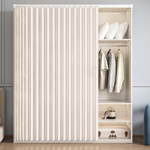 Magnetiska dammtäta skjutbara garderobsdörrar – vattentäta fällbara paneler för kök och öppna hyllor, H1-spår 200 x 220 cm – snygg, funktionell och platsbesparande lösning