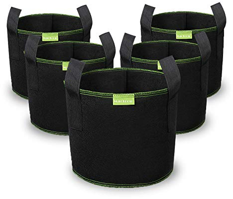Mactoou Pflanzsack Tomaten, 5 Stück 27 L Tomaten kübel mit Griffe für Kartoffeln, Tomaten und Erdbeeren - 7 Gallonen
