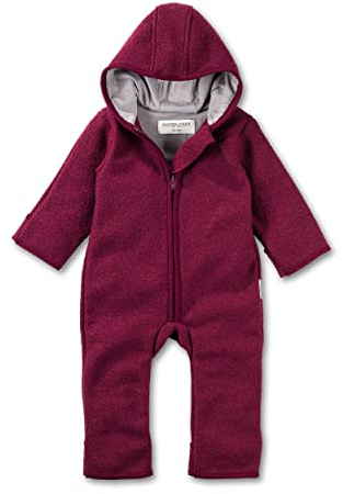 Hofbrucker Baby Walkoverall aus 100% Merino Wolle, kuschelig warmer Wollwalkanzug von Herbst bis Frühling (86/92, Brombeere)