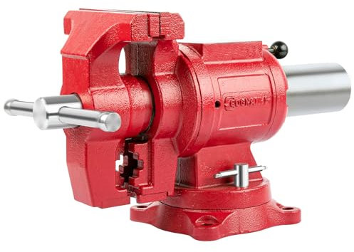 COGNATIVE UPG - Tornillo de banco de ubicación de terminal de 5 pulgadas con tornillo de banco de hierro dúctil, tornillo de banco multiusos de 360° con yunque, fuerza de sujeción de 8800 libras, rojo