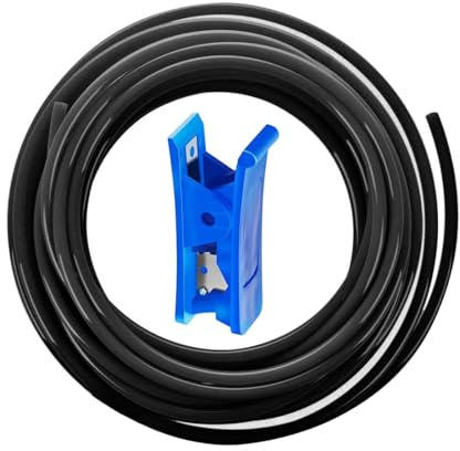 HUAZIZ 12 meter PU pneumatisk slang pneumatisk polyuretanslang flexibel tryckluftsslang yttre 12 mm x inre 8 mm svart + 1 x slangskärare