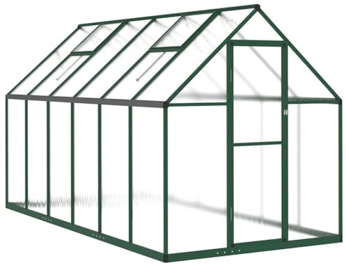vidaXL Växthus i Aluminium Med Grön Ram 334x169x195 cm - Stabilt Trädgårdsväxthus Metall
