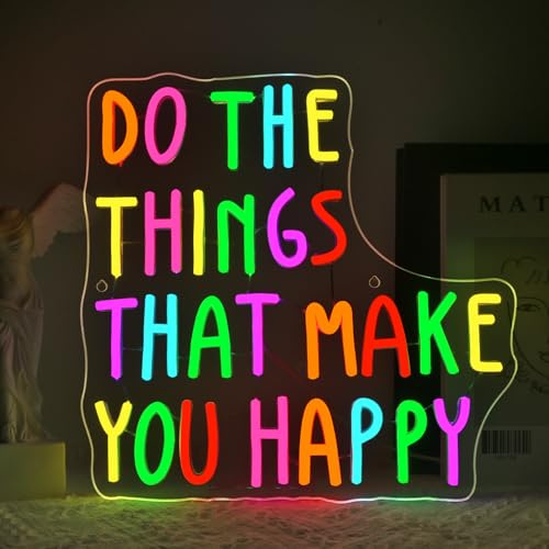 VYXIN Haz las cosas que te hacen feliz Letrero de neón, placa de neón LED, luz de pared, alimentación por USB, para dormitorio, pub, bar, sala, club, fiesta, luces para ventana, decoración para