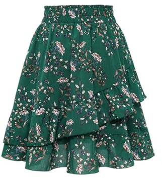 Jupe Boheme Femme Taille Élastique- Jupe Ete Imprimé Florale Évasé Volants Superposés Trapèze Chic Et Elegant Décontracté D'été Fluide Léger Comfortable Tous Les Jours De Plage Skirt