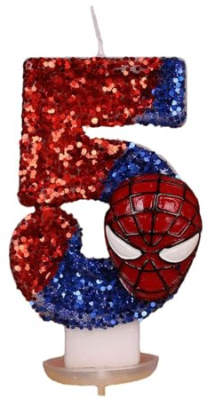 Vela de Cumpleaños con Tema de Araña, Vela Número con Diseño 3D de Telaraña para Decoración de Tartas, Decoración Creativa para Fiestas de Halloween y Cumpleaños Infantiles (5)