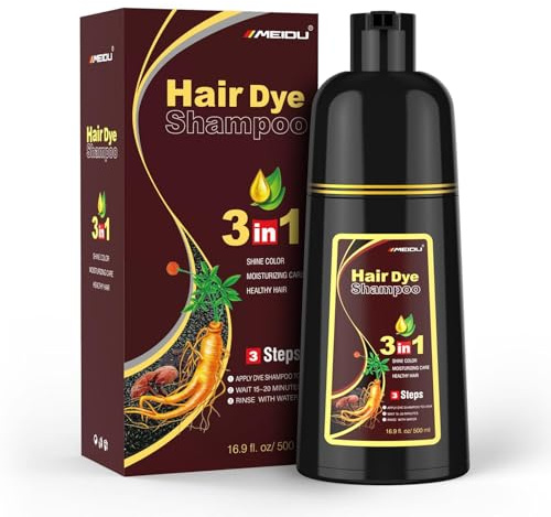 Dark Brown Hair Dye Shampoo 3 in 1 for Women Men, Natural Hair Dye Semi Permanent 100% Gray,Easy to Use 500ml
