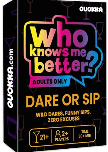 Quokka Dare Or Sip Party Card Game – Adults Only Drinking-Style Game with 95 Tasks for Friends, Couples & Games Nights, Bold Challenges & Funny Dares Ages 21+