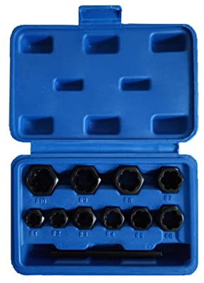 OUYNIEI Set di estrattori per viti danneggiate, in acciaio super rapido, per meccanici e appassionati di fai da te, 6 pezzi con scatola (placcato)