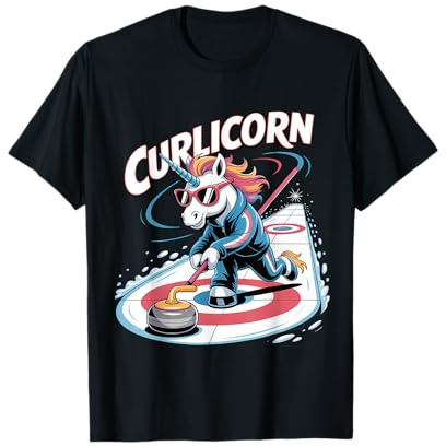 Eisstockschießen Einhorn Eissport Wintersport Lustig Curling T-Shirt