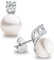 Damen Perlen Ohrstecker, Süßwasser Zuchtperlen Knopfform 8-9 mm mit einem Zirkonia Stein von Secret & You - Hochwertige Sterling Silber 925 Halterungen mit großen Muttern.