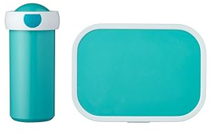 Mepal - Juego de almuerzo para niños con vaso de cierre y fiambrera - Fiambrera para la escuela o viajes - Apto para lavavajillas - Sin BPA - 300 ml + 750 ml - Turquesa