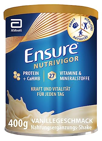 Ensure NutriVigor Vanille Shake – 1 x 400 g – Nahrungsergänzungsmittel mit CaHMB, Proteinen und 27 Vitaminen und Mineralstoffen – Für eine gesunde, ausgewogene Ernährung
