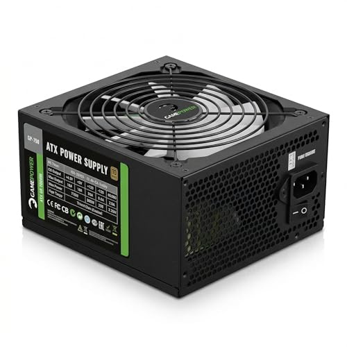 GamePower GP-750 750W 80 Plus Bronze ATX Power Supply, 140mm HDB Fan, Active PFC, Black Flat Cables 85% Efficiency, Single +12V Rail, Low Noise, Gaming PCs, Desktops, ATX, Micro ATX Desktop Computer