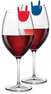 Winkee Rocks - Rock Hand Glasmarker 8er Set | Lustige Glasmarkierer für Trinkgläser | Party Weinglas Marker | Markierer an Glasrand | Lustiges Geschenk für Party, Weihnachten, Geburtstag, Valentinstag