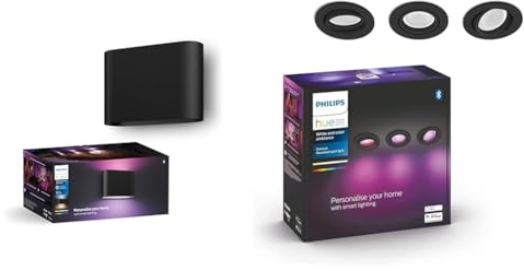 Philips Hue Dymera Smarte Wandleuchte innen & außen | Weißes & farbiges Licht & White & Color Ambiance Centura runde Einbauspots 3-er Pack (1.050 lm)