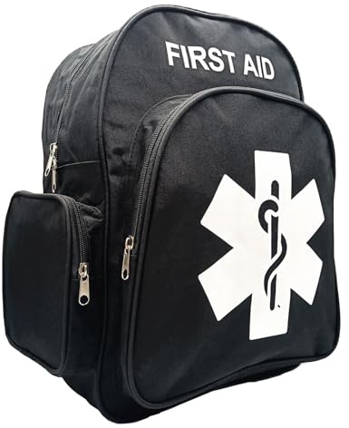 Red Emergency Backpack First Aid Bag Empty Medical First Aid Back Pack Treatment First Responder Trauma Bag for Camping Daycare Vacation Outdoors Pet Dog Cat Road Trip Cycling Riding (Black White)