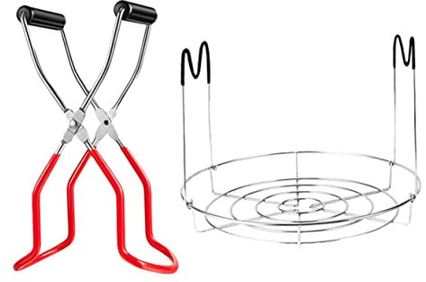 SHOWERORO Scaffale per Conserve in Acciaio Inox Set di 2 Pezzi Sollevatore per Barattoli Pinze per Conserve Pratiche E Resistenti