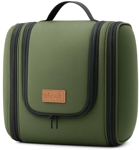 Lifewit Große Kulturbeutel Herren, Tragbare Kulturtasche zum Aufhängen, Reise Kulturbeutel Kosmetiktasche mit Fächer, Waschtasche für Männer und Frauen, Wasserdichter Geeignet für Kosmetik, Grün