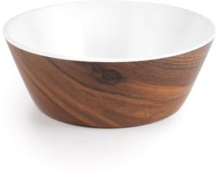 Lacor - 63082 - Runde Holzschale, hochwertiges Melamin, natürliche Holzoptik, leicht und widerstandsfähig, BPA-frei, spülmaschinenfest, stapelbar, Ø20.5 cm, Fassungsvermögen 1.3L