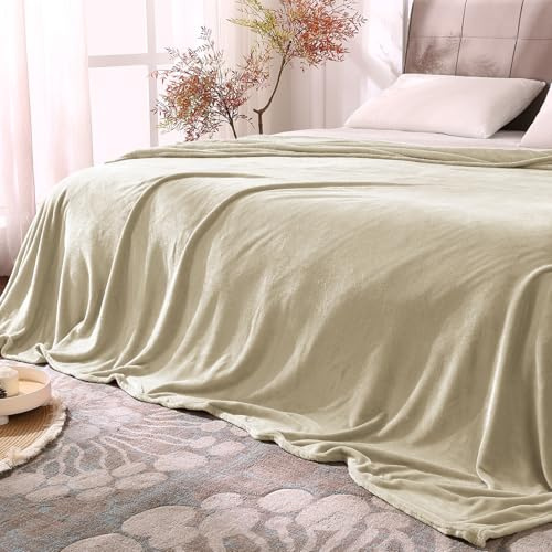 BEDELITE Fleece Blankets Queen Size Linen Throw Blankets for Bed, Luxury Plush Cozy Fuzzy Blanket 90x90 inches, Super Soft Warm Lightweight Throw Blanket All Seasons Suitable