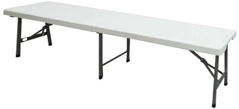 MA MAISON Banc pliant à mallette avec poignée – Banc pour buffet, jardin, camping, fête, restauration, festivals, bar, marché – table de camping, économiseur d'espace blanc 180 x 28 x 44 h cm