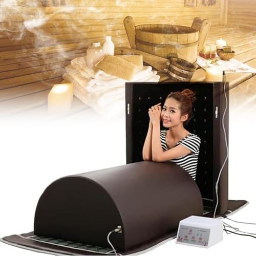 DôMe Sauna Infrarouge Lointain,Capsule Sauna Personnelle à Couverture ComplèTe à 360 DegréS Avec Oreiller,Sauna Professionnel Avec Tapis Infrarouge Avec Pierres Tourmaline Et Germanium Brown
