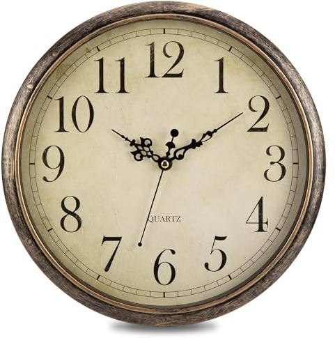 ACCSHINE Orologio da parete per bambini, silenzioso, vintage, 30 cm, con numeri romani, al quarzo, a batteria, facile da leggere, per camere, casa, cucina, camera da letto, ufficio, scuola
