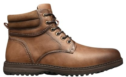 NovaNest Men’s Waterproof Faux Leather Ankle Boots – Casual Outdoor Hiking Work Boots with Non-Slip Rubber Sole, Cushioned Collar & Durable Stitching – Comfortable Everyday