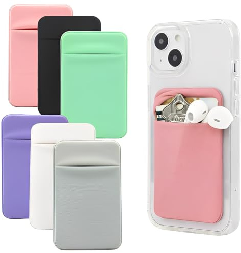 FHRYNA 6 Stück Handy-Kartenhalter mit Selbstklebendem Aufkleber für die Rückseite des Telefons, Cell Phone Card Wallet, Handy Kartenhalter zum aufkleben, Handy Kartenetui für Kreditkarten & Bargeld