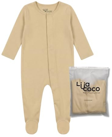 Pyjamas med magnetisk stängning av 100 % ekologisk bomull, hopfällbara vantar och täckta fötter, mjuk helkroppsdräkt med magnetstängning, snabba och enkla blöjbyten, storlekar 0–12 månader