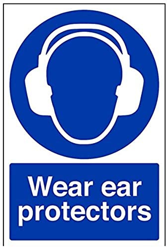 vsafety 41017 au-s tragen Gehörschutz Pflicht Schutzbekleidung Schild, selbstklebend, Portrait, 200 mm x 300 mm, blau