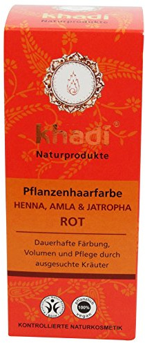 Khadi Tinta Vegetale Henné, Amla & Jatropha - Priva di conservanti o additivi chimici - Per capelli sani e lucenti
