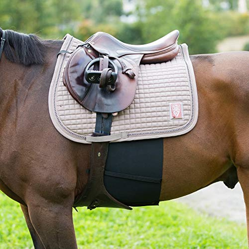 HORZE Elastic Protective Belly Guard | Anti-Rub and Anti-Chafe Girth Band for Horses - Black - Pony