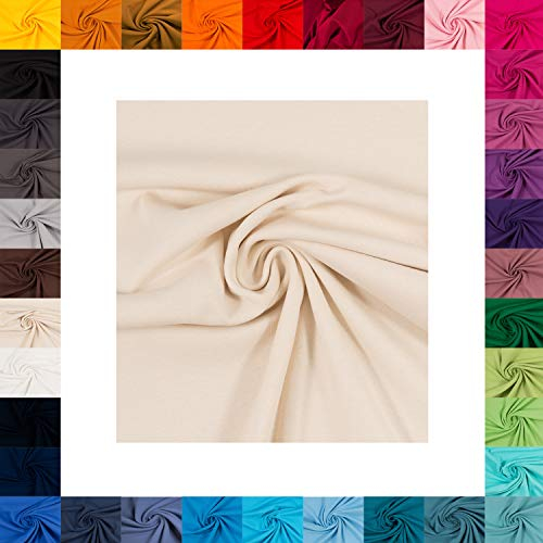Jersey Vanessa von Swafing- Meterware- 0,5 m - Uni - Öko-Tex Standard 100 - Baumwolljersey passend zum Bündchen (Ecru 010)
