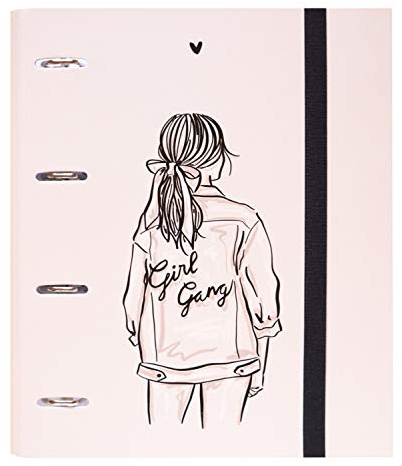 Grupo Erik: Raccoglitore A4 Ana Marin, 4 Anelli con Elastico e Copertina Rigida in Cartone, 32 x 27,5 cm, Cartella Portadocumenti A4, Rosa, Ragazza