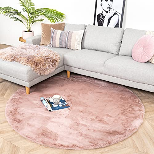 FRAAI | Home & Living Hochflor Teppich Rund - Comfy Supreme Rosa - Shaggy, Einfarbig - Modern, Skandinavisch - Wohnzimmer, Esszimmer, Schlafzimmer - Fellteppich - Carpet