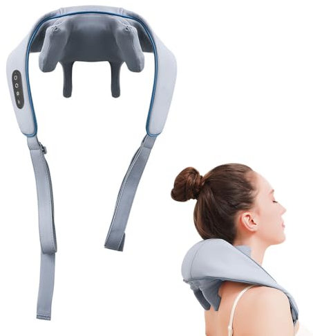 Bouncy Shiatsu Neck Massager, Shoulder Back Massager with Heat, Kneading Massage Pillow for Deep Tissue Relief, Cordless Electric Massager for Neck, Back, and Shoulders – Ideal Gifts for Mom and Dad