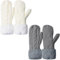 KASURE 2 Paar Handschuhe Damen, Fingerlose Handschuhe, Fäustlinge Sehr Warm, Strickhandschuhe, Winterhandschuhe, Skihandschuhe, Sporthandschuhe Perfekt als Wintergeschenk (Grau + Gebrochenes Weiß)