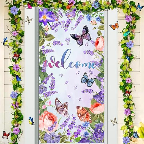Decoraciones de Puerta de Primavera, Decoración de Cubierta de Puerta de Primavera, Bandera de Fondo Foto de Primavera para Decoraciones de Fiesta de Pascua y Primavera,185x90cm