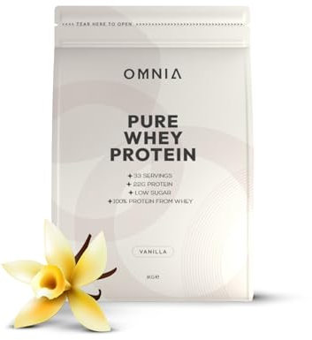 OMNIA Pure Protein Whey Powder, Nutrition Low Carbs and Low Sugar Muscle Building Powder, Over 22G Protein Per Serving, 33 Servings - 1 KG - Vanilla