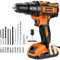 Perceuse Visseuse Sans Fil 21V, Visseuse Devisseuse Sans Fil avec Batterie 2.0Ah, 42Nm Perceuse Percussion, 25+3 Réglages de Couple, 22 Accessoires, 2 Vitesses, LED, pour le Bricolage