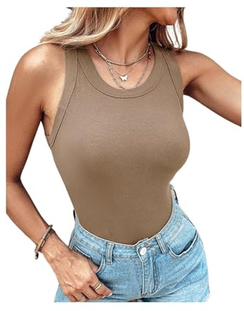Ljus bh-tank, justerbar bred rem vadderad linne sommar kami-skjortor, Camis yoga skjorta bomull undertröja 2-pack, Khaki, M