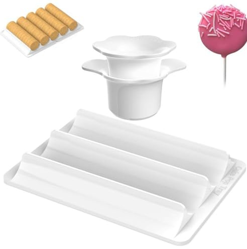 Round Cake Pop Mold,Cake Pop Cutter and Pusher with Tray - Non-Stick Baking Tools for Home Party Wedding Holiday Birthday Events School Treats Muffin Chocolate Desserts Bakers