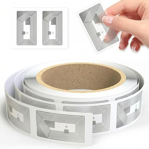 NFC Tags Sticker with Tag215 Chip NFC Stickers Adhesive Labels Transparent RFID Tags Rewritable 504 Bytes Memory Suitable for All NFC-Enabled Devices and Smartphones (30PCS)