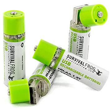 Survival Frog EasyPower USB AA Rechargeable Batteries -1.2V/1450 mAh Long Lasting Double A USB Co. - (4 Pack)